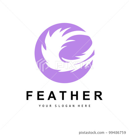 Feather Logo, Animal Wing Design, Vector Icon Template Simple 99486759