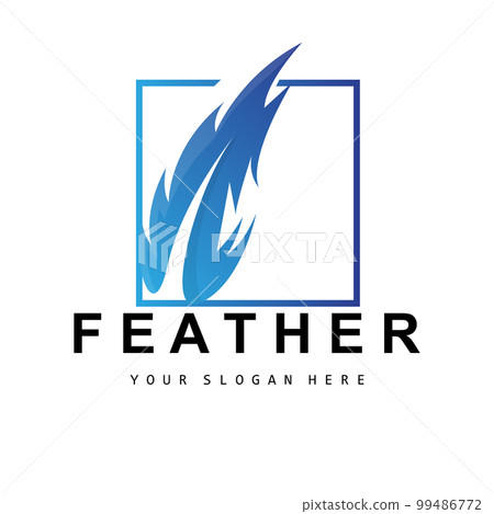 Feather Logo, Animal Wing Design, Vector Icon Template Simple 99486772
