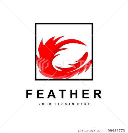Feather Logo, Animal Wing Design, Vector Icon Template Simple 99486773