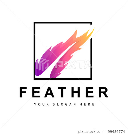 Feather Logo, Animal Wing Design, Vector Icon Template Simple 99486774