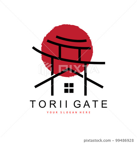 Torii Gate Logo, Japanese Building Design, China Icon Vector, Illustration Template icon 99486928