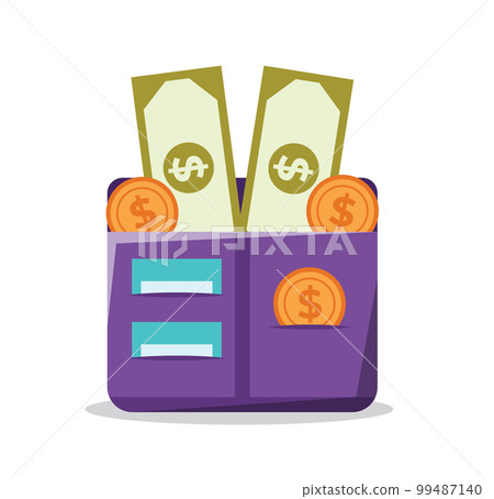 wallet full of bills and coins vector illustration wallet full of bills and coins vector illustration 99487140