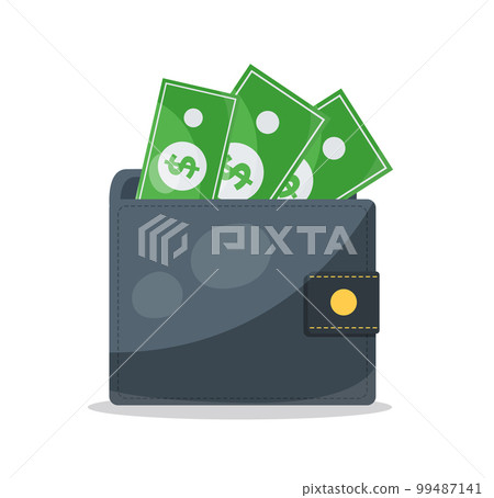wallet full of bills and coins vector illustration wallet full of bills and coins vector illustration 99487141