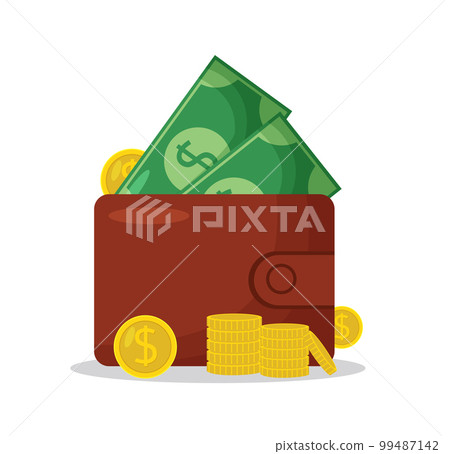 wallet full of bills and coins vector illustration wallet full of bills and coins vector illustration 99487142