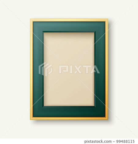 Vector 3d Realistic Green and Golden Decorative Vintage Frame, Border Icon Closeup Isolated on White Background. Photo Frame Design Template for Picture, Border Design, Front View Vector 3d Realistic Green and Golden Decorative Vintage Frame, Border Icon Closeup Isolated on White Background. Photo Frame Design Template for Picture, Border Design, Front View 99488115