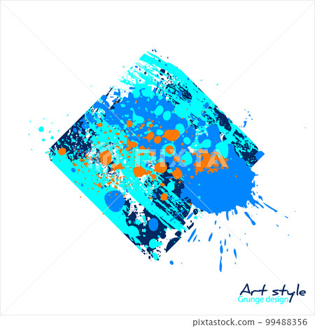 Abstract ink splash, colorful blobs, drops and paint brush strokes, isolated on white on background. Vector grunge illustration, design template 99488356