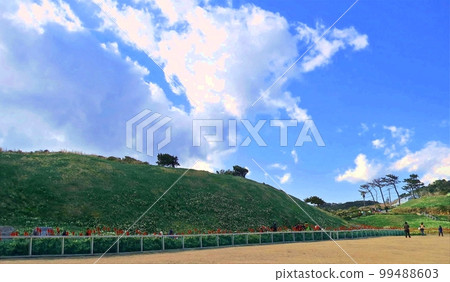 深藍色的大海和藍天的絕妙景色 深藍色的大海和藍天的絕妙景色 99488603