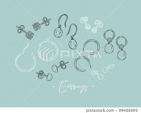 Earrings in classic graphic style turquoise color Earrings in classic graphic style turquoise color 99488809