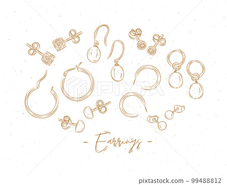 Earrings in classic graphic style beige color 99488812