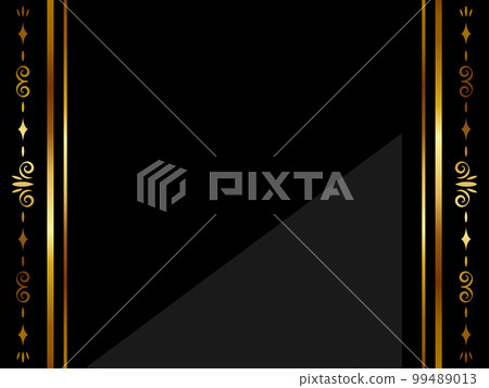 Luxurious vertical lines and ornament background horizontal position black & gold Luxurious vertical lines and ornament background horizontal position black & gold 99489013