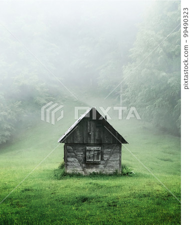 Alone cabin in the woods Alone cabin in the woods 99490323