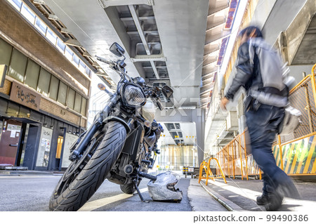 Cruiser bike and male rider Tokyo 99490386