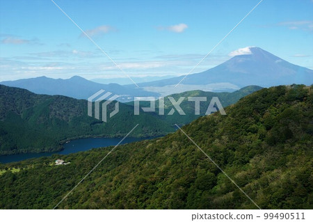 從箱根駒岳看到的富士山和蘆之湖（小尻） 99490511