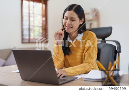 Beautiful business woman analyze fund investment. Business Consulting, Accounting, finance investment concept. Beautiful business woman analyze fund investment. Business Consulting, Accounting, finance investment concept. 99490599