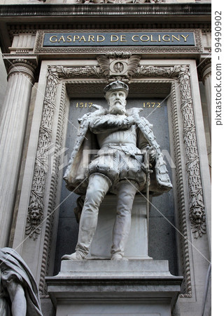 Monument to Gaspard de Coligny, by Gustave Crauck (1827-1905), at the Protestant Church of the Oratory of the Louvre, Paris. Monument to Gaspard de Coligny, by Gustave Crauck (1827-1905), at the Protestant Church of the Oratory of the Louvre, Paris. 99490902