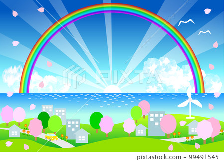 An eco-friendly and sustainable spring city with cherry blossoms An eco-friendly and sustainable spring city with cherry blossoms 99491545