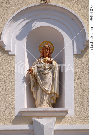 Sacred heart of Jesus, facade of the Carthusian monastery in Pleterje, Slovenia Sacred heart of Jesus, facade of the Carthusian monastery in Pleterje, Slovenia 99491872