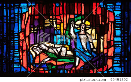 Stained glass window in the parish church of St. Stephen in Wasseralfingen, Germany 99491892