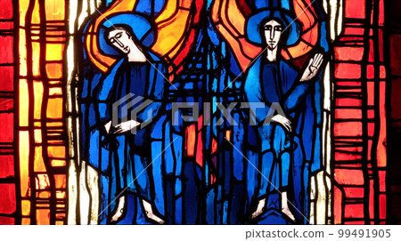 Stained glass window in the parish church of St. Stephen in Wasseralfingen, Germany 99491905