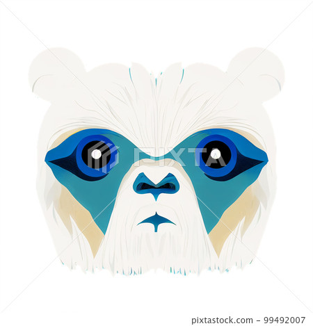 The head of a white furry yeti. Flat illustration close up. AI-generated The head of a white furry yeti. Flat illustration close up. AI-generated 99492007