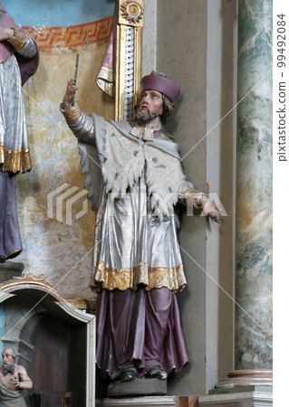 Saint John of Nepomuk, statue on the Saint Jerome altar in church of Assumption in Sveta Marija na Muri, Croatia 99492084