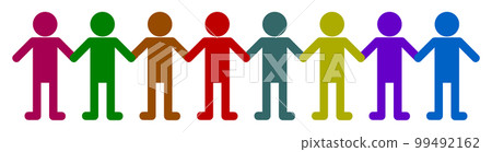 Illustration of people holding hands side by side Illustration of people holding hands side by side 99492162