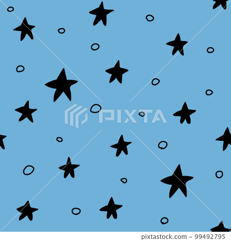 seamless pattern, black stars on a blue background seamless pattern, black stars on a blue background 99492795