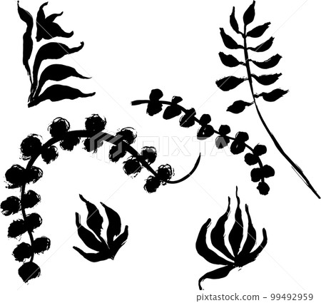 Artwork Brush Leaves Silhouette Set 99492959