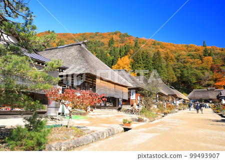 [福島縣]秋天的大內宿市容 99493907