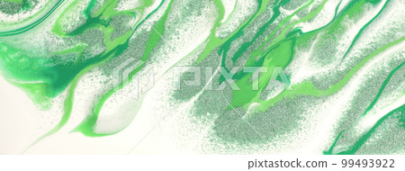 Abstract fluid art background green and white colors. Liquid marble. Acrylic painting with shiny emerald gradient. Abstract fluid art background green and white colors. Liquid marble. Acrylic painting with shiny emerald gradient. 99493922