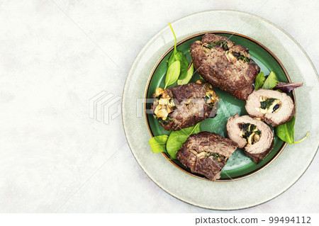 Roasted beef roulade, space for text Roasted beef roulade, space for text 99494112
