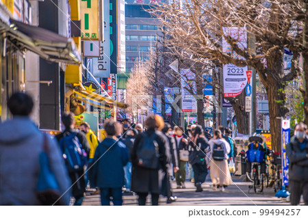 Tokyo cityscape in Japan Bustling Akihabara. A crowd like before the corona misfortune. No mask required outdoors = February 22 99494257