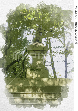 Watercolor-style Toshodai-ji Temple Ganjin Wajo Mausoleum, Nara City, Nara Prefecture Watercolor-style Toshodai-ji Temple Ganjin Wajo Mausoleum, Nara City, Nara Prefecture 99494870