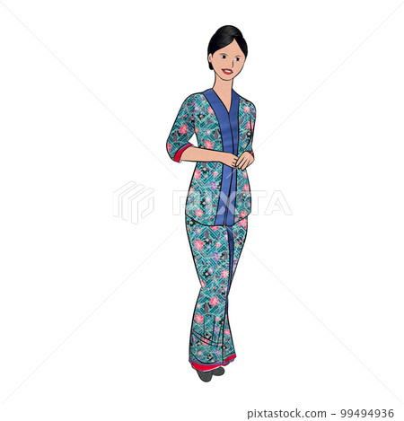 Malaysia Airlines stewardess in traditional Malay clothes, Kebaya  99494936