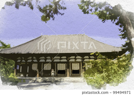 Watercolor-style Toshodaiji Main Hall, Nara City, Nara Prefecture Watercolor-style Toshodaiji Main Hall, Nara City, Nara Prefecture 99494971
