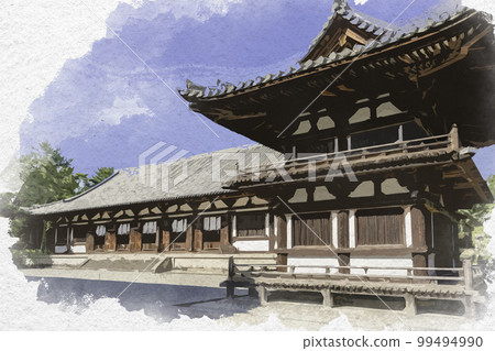 Watercolor-style Toshodaiji Drum Tower, Nara City, Nara Prefecture Watercolor-style Toshodaiji Drum Tower, Nara City, Nara Prefecture 99494990
