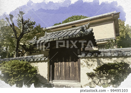 Watercolor style Toshodai-ji Jizo-do Hall, Nara City, Nara Prefecture 99495103
