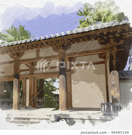 水彩風格的 Toshodaiji Nandaimon Gate,奈良縣奈良市 水彩風格的 Toshodaiji Nandaimon Gate,奈良縣奈良市 99495144