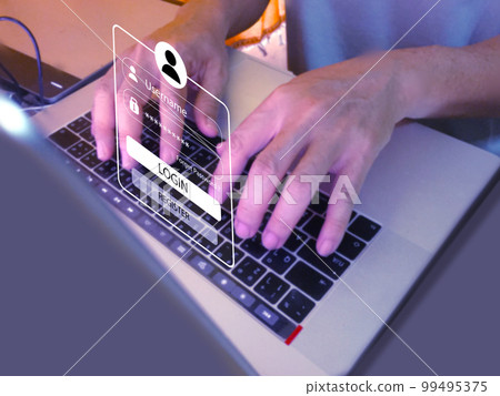 Lock icon and internet network security technology. 99495375