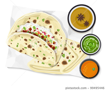 Indian food kulcha, Kulcha Indian Bread, Vector Illustration 99495446