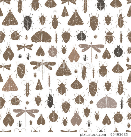 Vector seamless pattern with grunge insects illustrations. 99495685