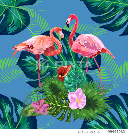 seamless pattern of trendy bird pink flamingos. art design wallpaper seamless pattern of trendy bird pink flamingos. art design wallpaper 99495983