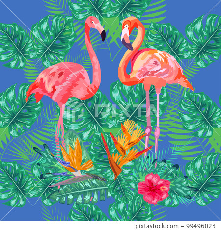 seamless pattern of trendy bird pink flamingos. art design wallpaper seamless pattern of trendy bird pink flamingos. art design wallpaper 99496023
