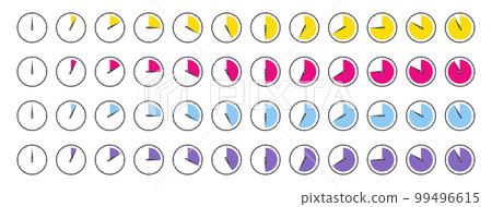 Horizontal set of analog clock icon Horizontal set of analog clock icon 99496615
