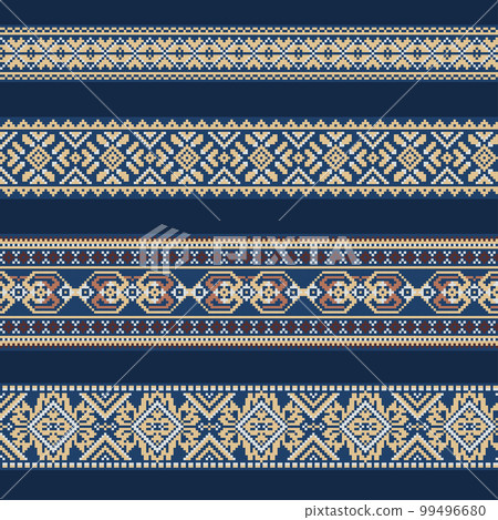 Ethnic ornamental background in blue and brown colors 99496680