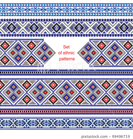 Set of Ethnic ornament pattern in different colors 99496719