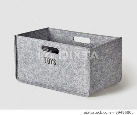 Handcrafted gray felt box with handles for storing toys 99496803