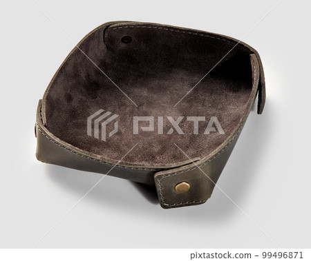 Handmade genuine brown leather tray for storing accessories 99496871