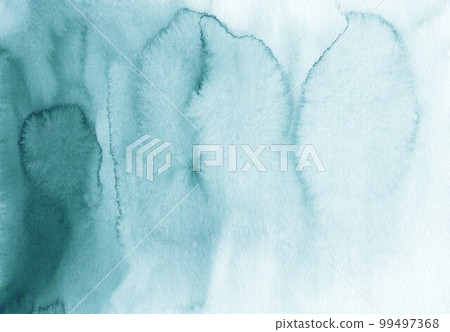Watercolor dark sea green and white ombre background texture. Emerald color gradient backdrop. Watercolour stains on paper, hand painted. 99497368