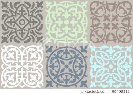 Ceramic tile pattern. Wall or floor texture. Absrtract decorative porcelain pottery. 99498311